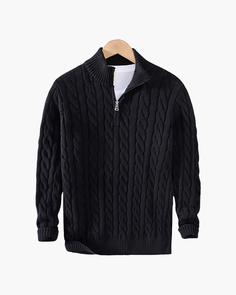 Variant image for Halbzip-Pullover aus Baumwolle für Damen und Herren – Bequem, Langarm, Rippdetails, Ideal für kühle Tage-11