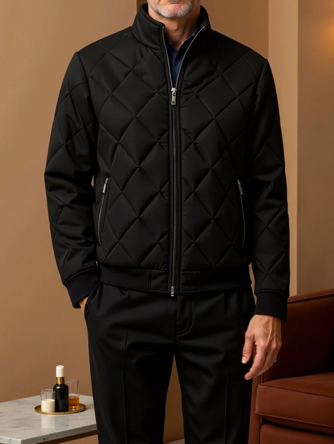 Alessandro | Elegante Steppjacke für Herren Schwarz 1
