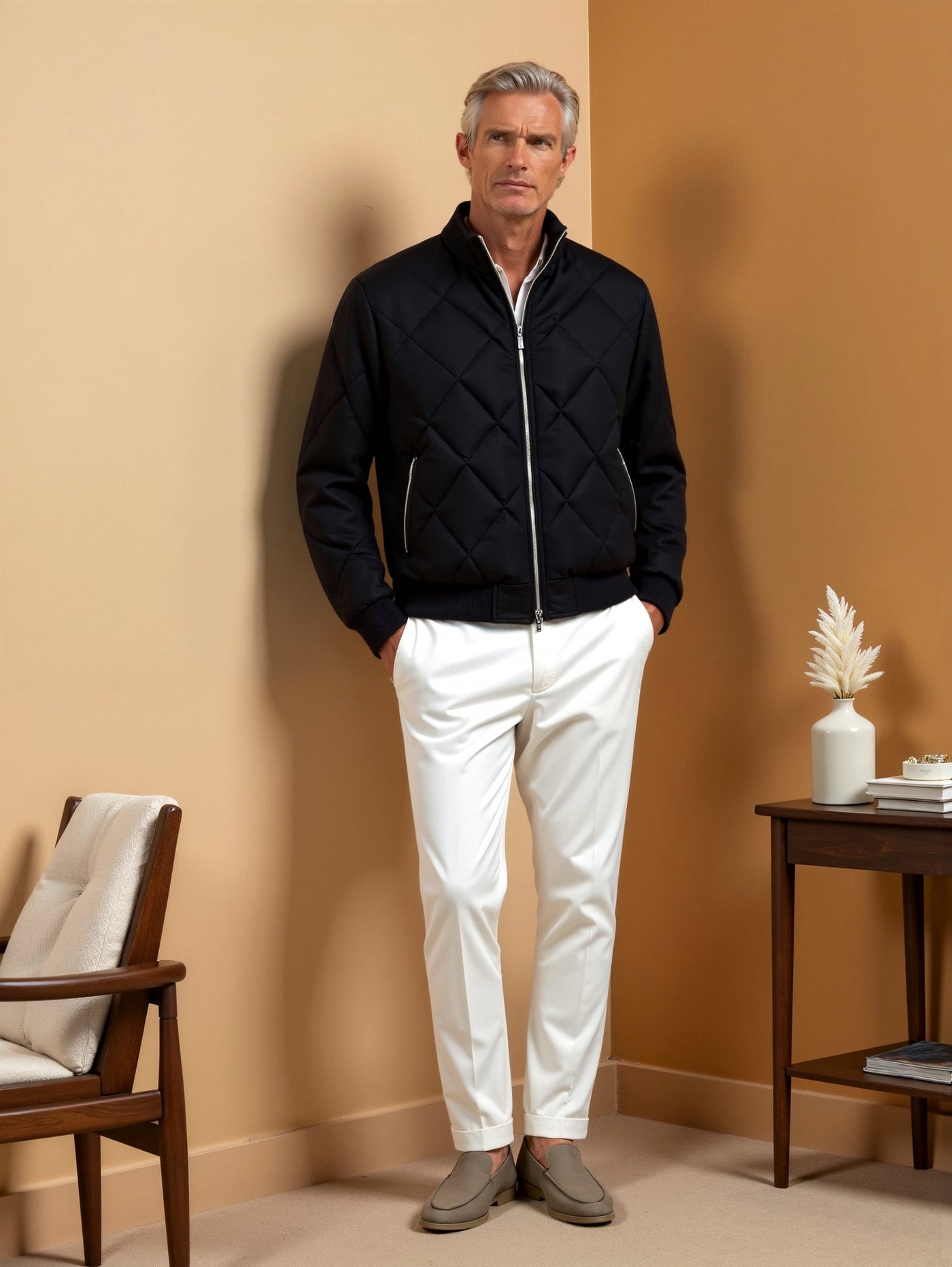 Alessandro | Elegante Steppjacke für Herren Schwarz 2
