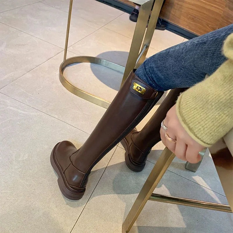 Amelie | Elegante Plateau Stiefel für Damen Schwarz Winter
