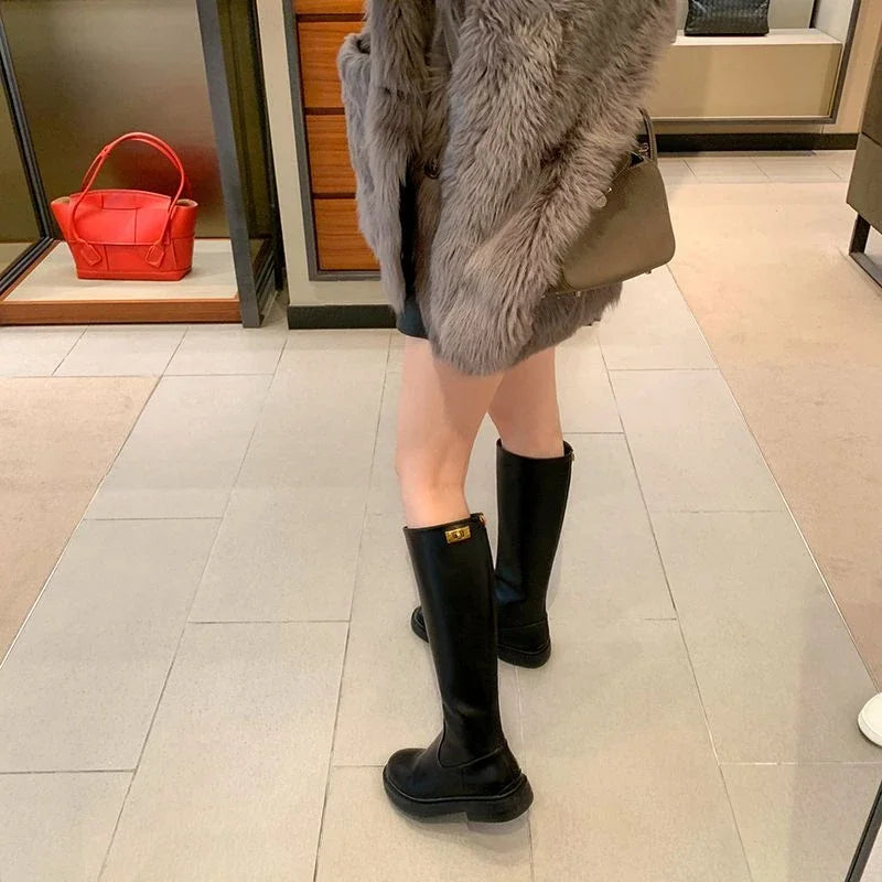 Amelie | Elegante Plateau Stiefel für Damen Schwarz Winter