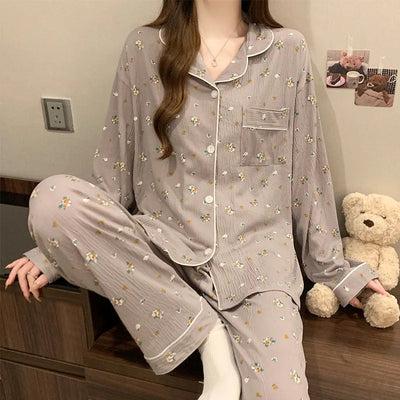 Amelie | Eleganter Baumwollpyjama für Damen lang 10
