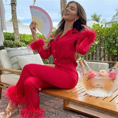 Amelie | Eleganter Damen Pyjama lang aus Satin weich 5