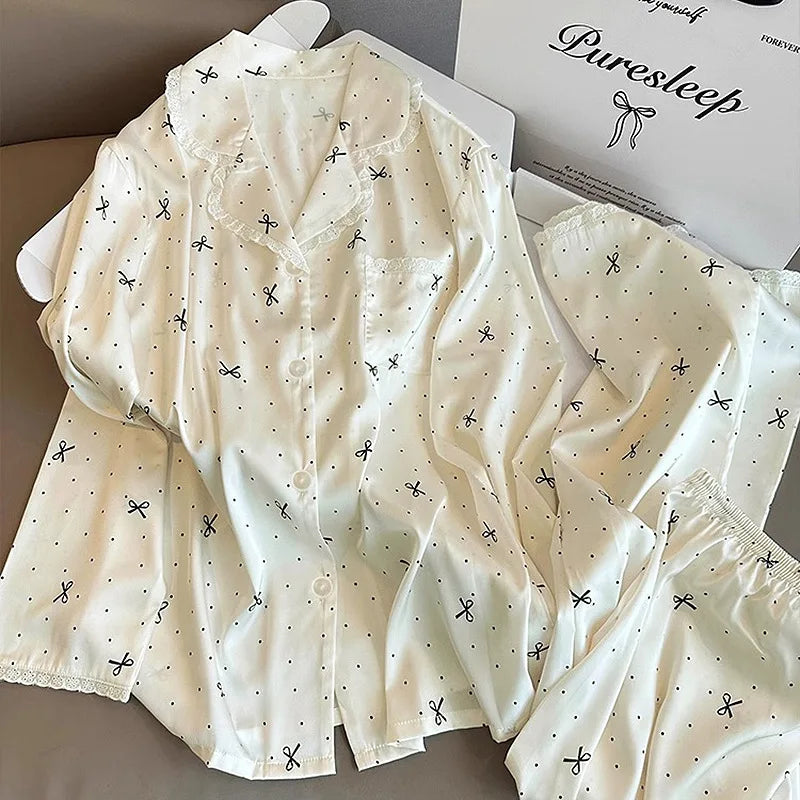 Amelie | Eleganter Hosenpyjama für Damen Eisseide langarm 1