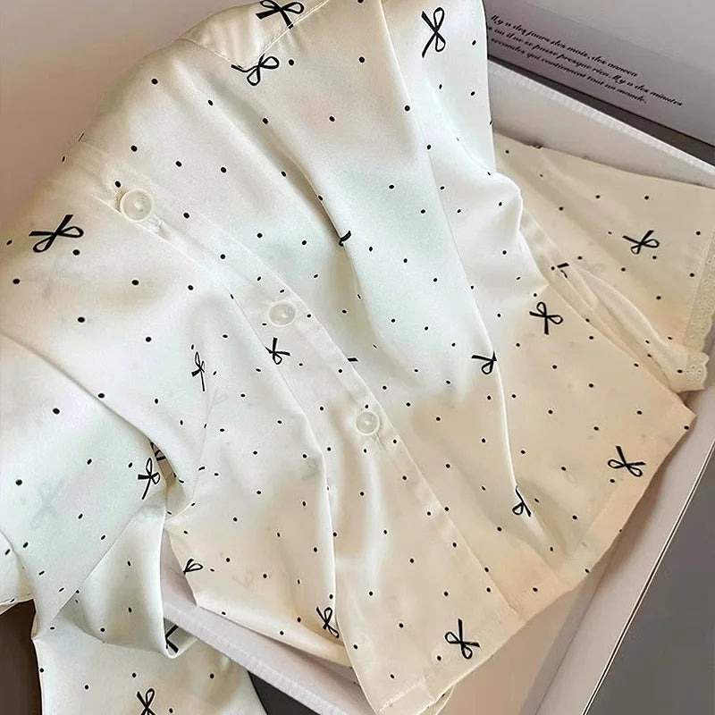 Amelie | Eleganter Hosenpyjama für Damen Eisseide langarm 3