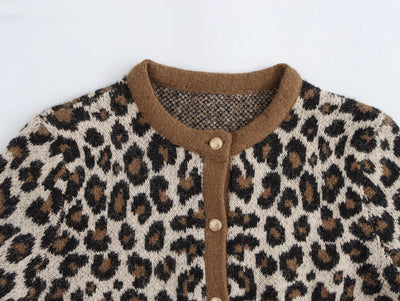 Amelie | Eleganter Strickcardigan für Damen mit Leopardenmuster