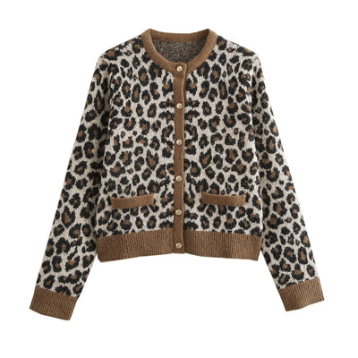 Amelie | Eleganter Strickcardigan für Damen mit Leopardenmuster
