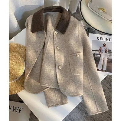 Amelie | Eleganter Wollmantel für Damen Winter schwarz