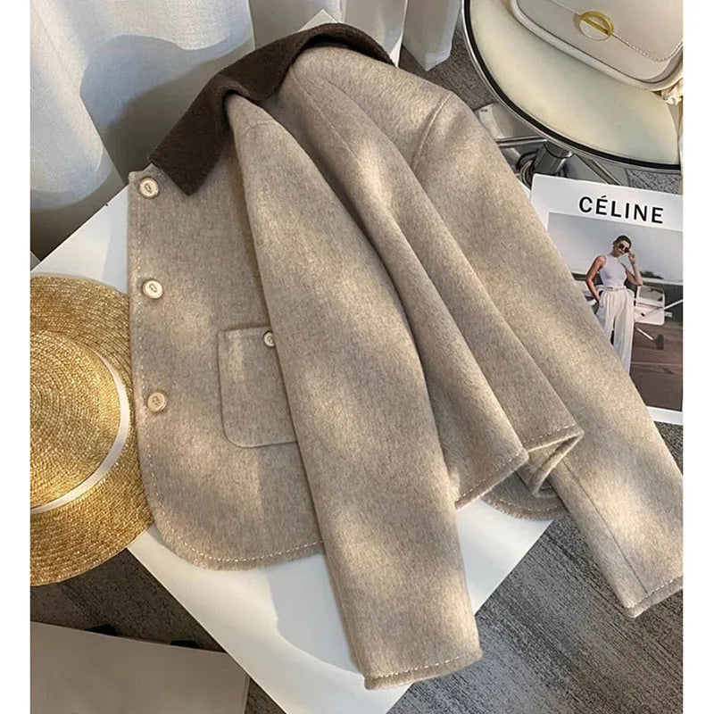 Amelie | Eleganter Wollmantel für Damen Winter schwarz