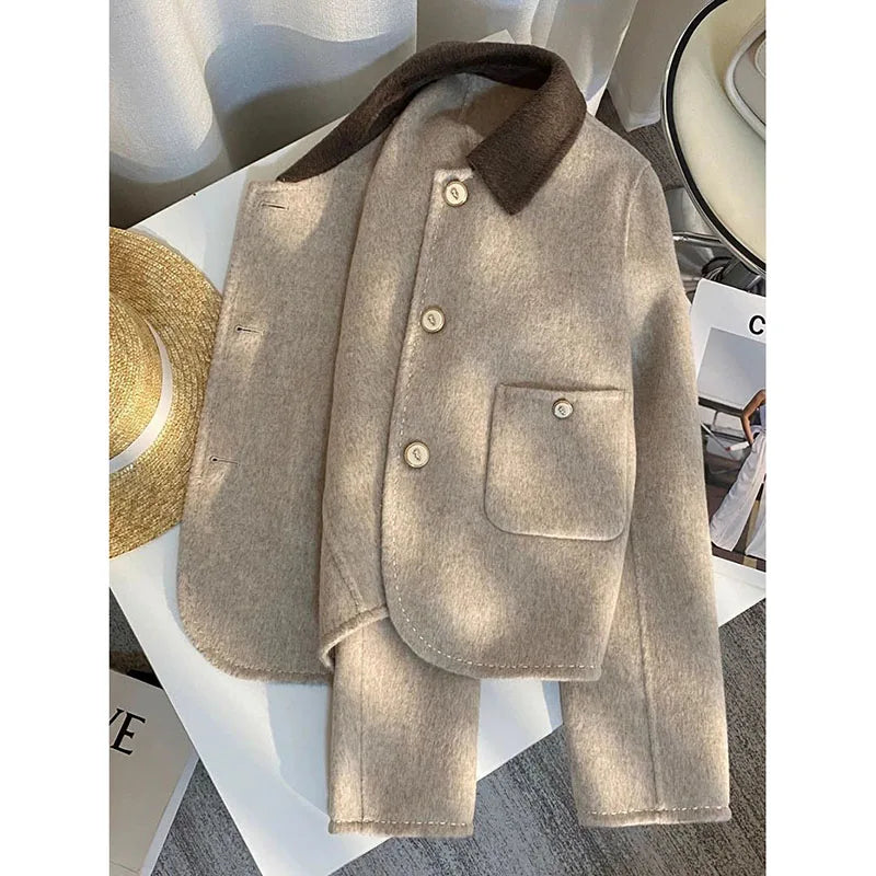 Amelie | Eleganter Wollmantel für Damen Winter schwarz