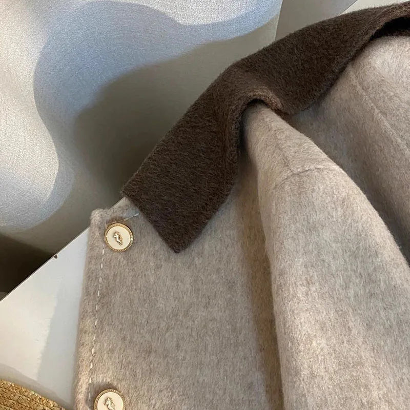 Amelie | Eleganter Wollmantel für Damen Winter schwarz