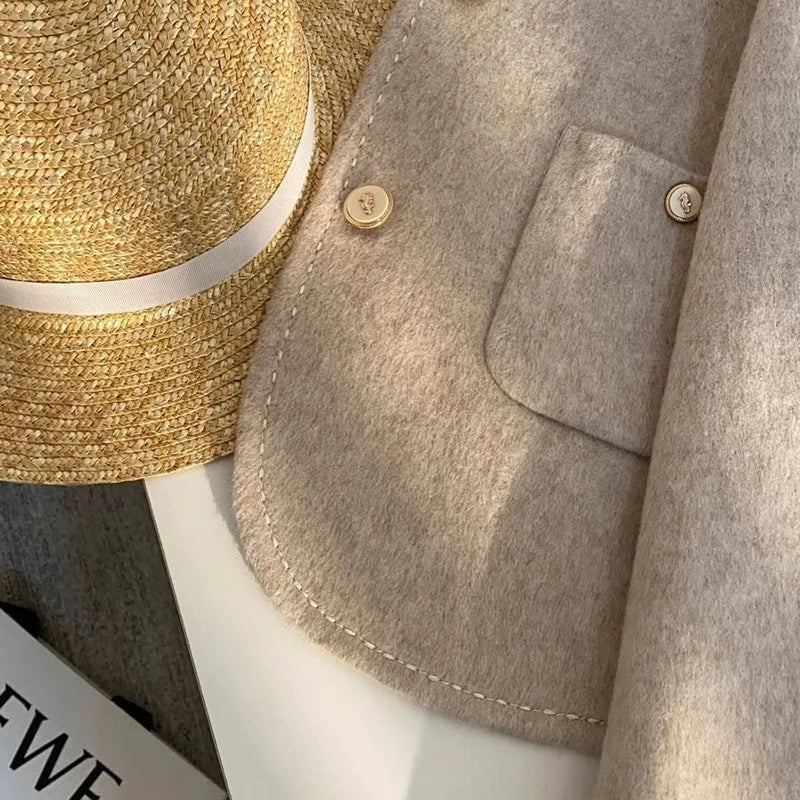 Amelie | Eleganter Wollmantel für Damen Winter schwarz