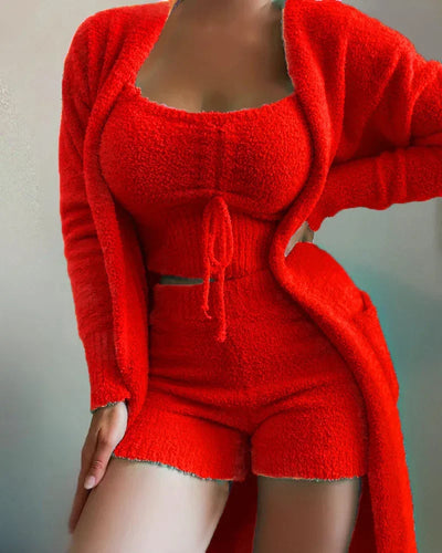 Amelie | Elegantes Plüsch-Pyjama-Set für Damen langarm 11