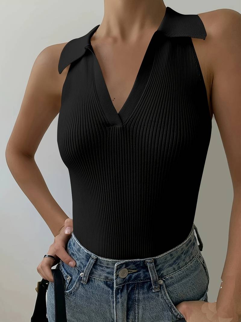Mira Ärmelloses Poloshirt aus Viskose-Baumwolle