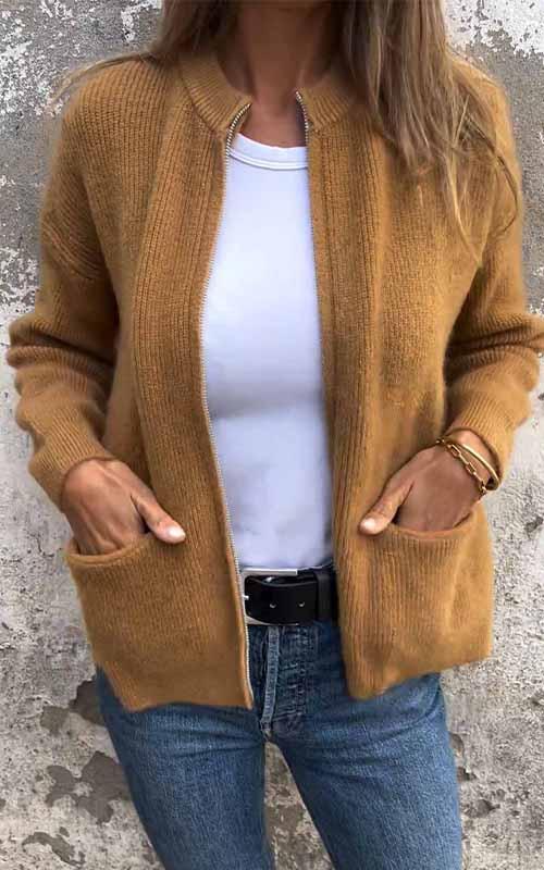 Aurora | Elegante Baumwolljacke für Damen mit Reißverschluss