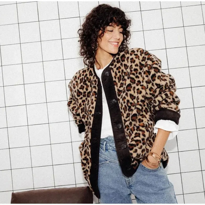 Bernadette | Stilvolle Leopardjacke für Damen warm