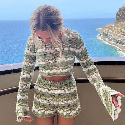 LENA | Pyjama Set aus Strick mit Crop-Top