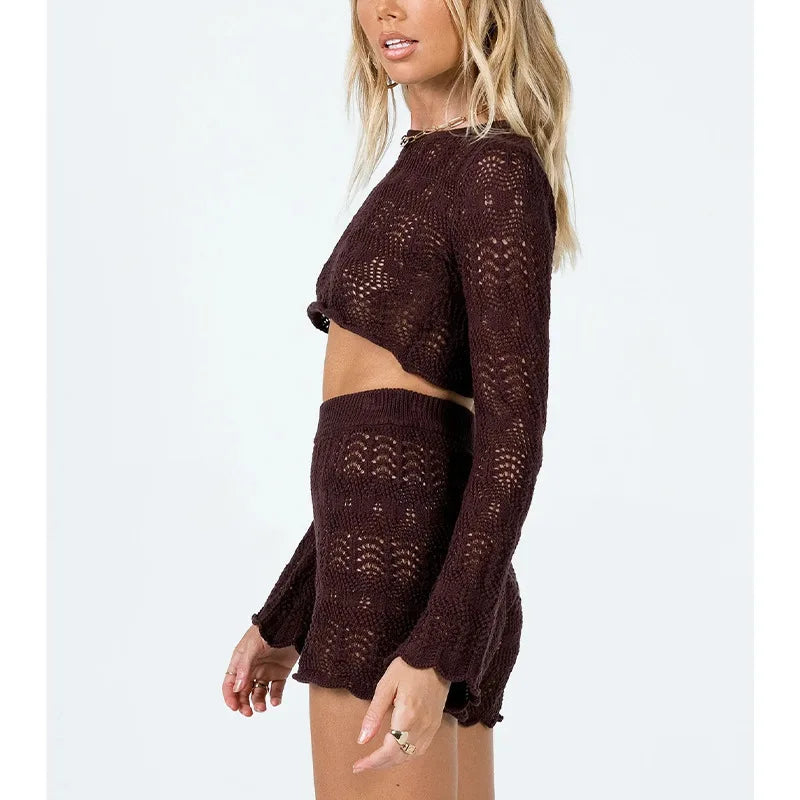 LENA | Pyjama Set aus Strick mit Crop-Top