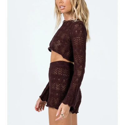 LENA | Pyjama Set aus Strick mit Crop-Top