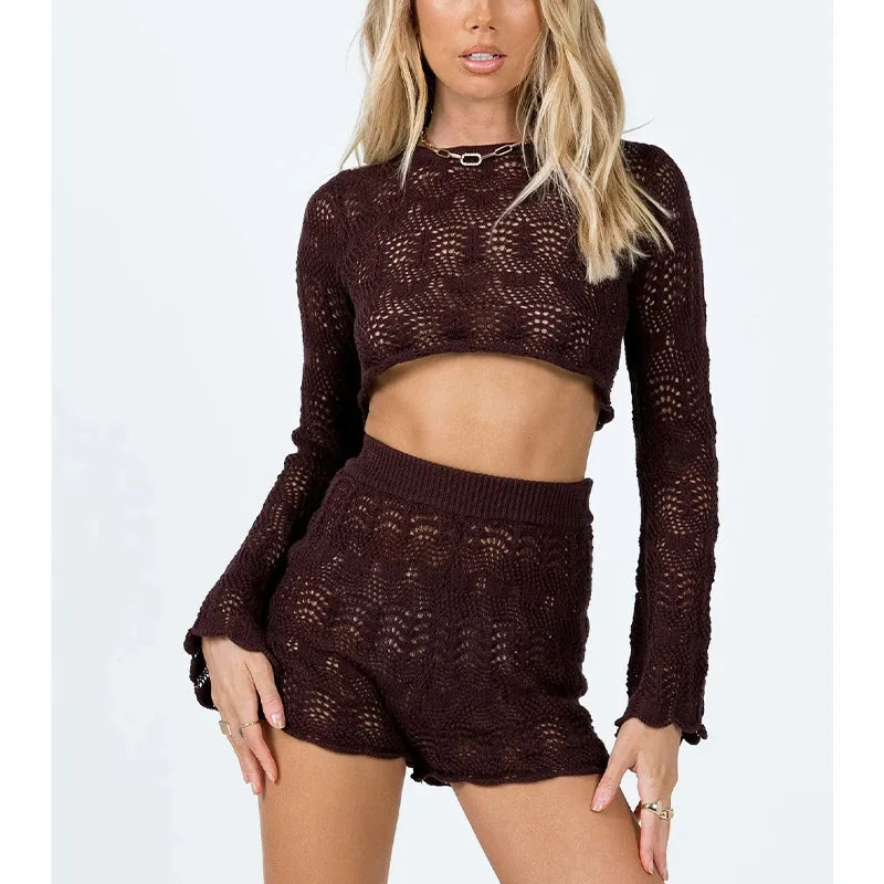 LENA | Pyjama Set aus Strick mit Crop-Top
