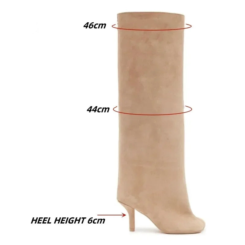 Clara | Elegante Wildlederstiefel für Damen weit geschnitten