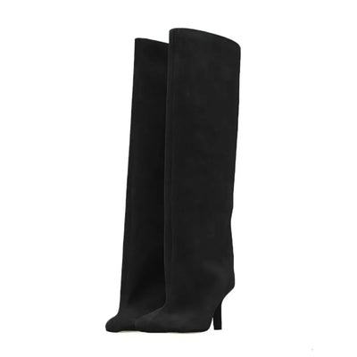 Clara | Elegante Wildlederstiefel für Damen weit geschnitten