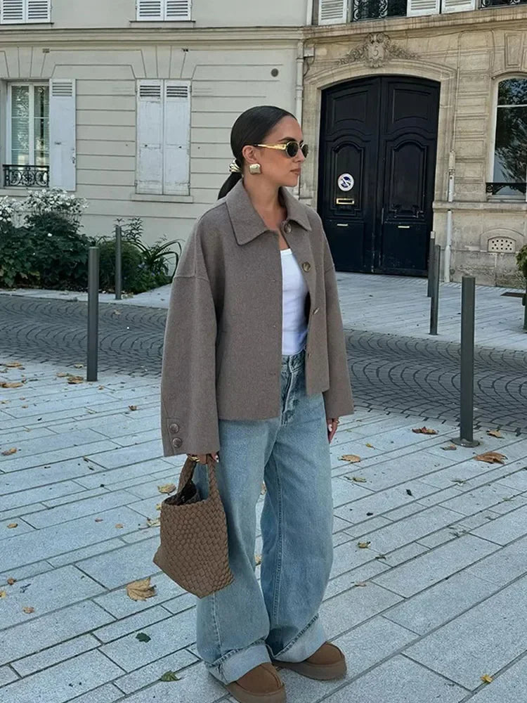 Clara | Elegante Wolljacke für Damen Herbst langarm