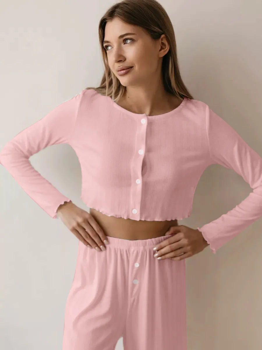Clara | Eleganter Baumwollpyjama für Damen lang 0