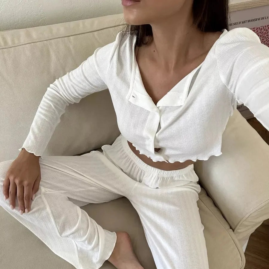 Clara | Eleganter Baumwollpyjama für Damen lang 3
