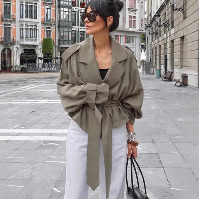 Clara | Eleganter Gürtelmantel für Damen Herbst kurz 0