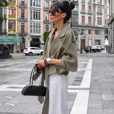 Clara | Eleganter Gürtelmantel für Damen Herbst kurz 2