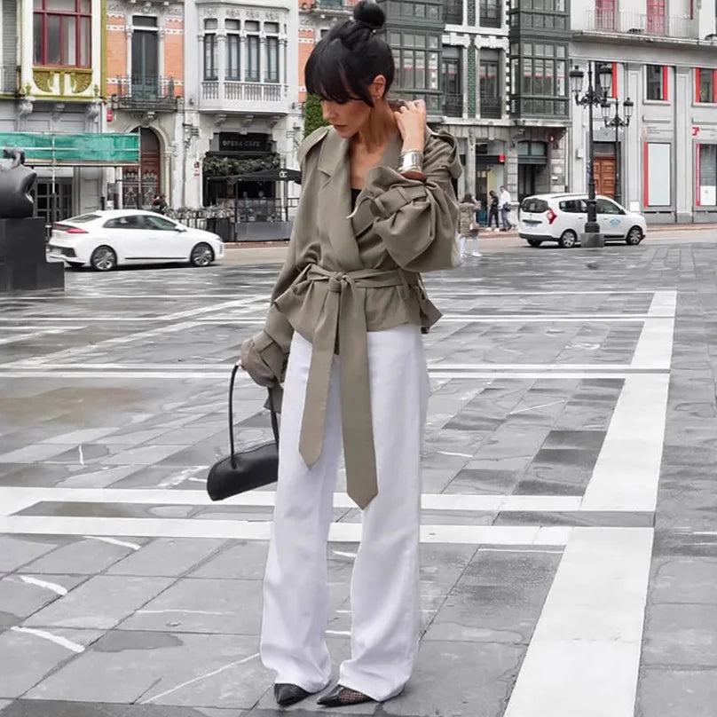 Clara | Eleganter Gürtelmantel für Damen Herbst kurz 3