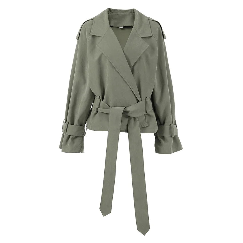 Clara | Eleganter Gürtelmantel für Damen Herbst kurz 4