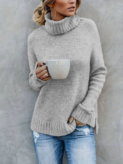 Clara | Eleganter Rollkragenpullover Damen Schwarz ganzjährig