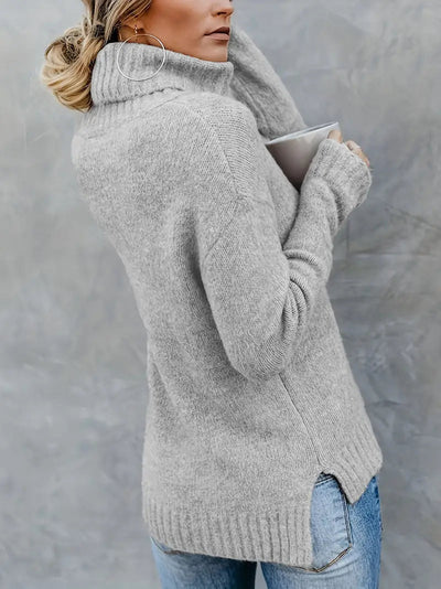 Clara | Eleganter Rollkragenpullover Damen Schwarz ganzjährig