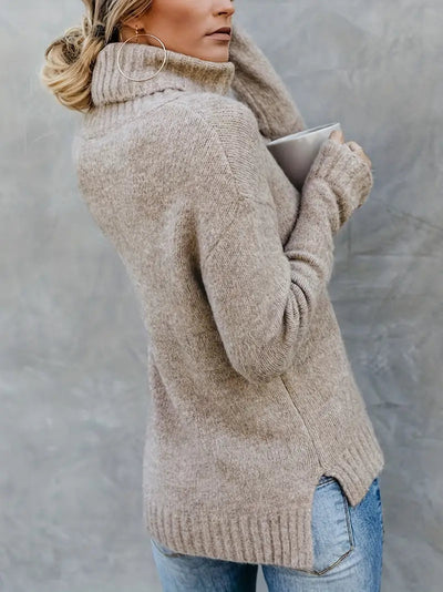 Clara | Eleganter Rollkragenpullover Damen Schwarz ganzjährig