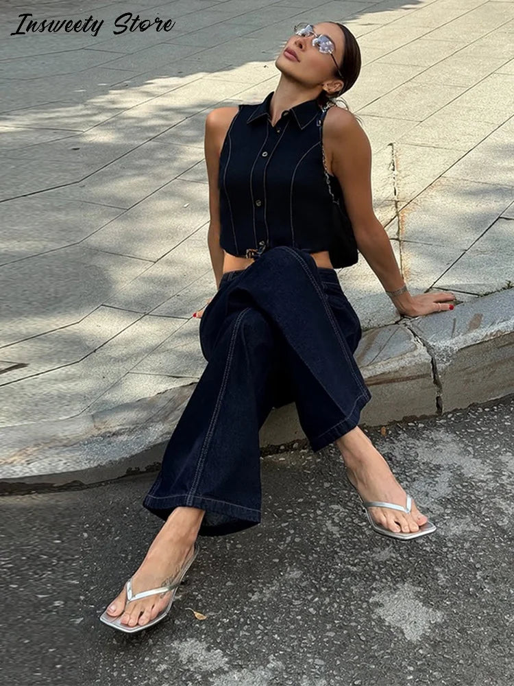 Clara | Elegantes Damen Outfit Set aus Crop Top und Hose Herbst 0