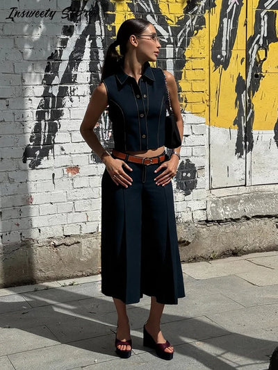 Clara | Elegantes Damen Outfit Set aus Crop Top und Hose Herbst 3