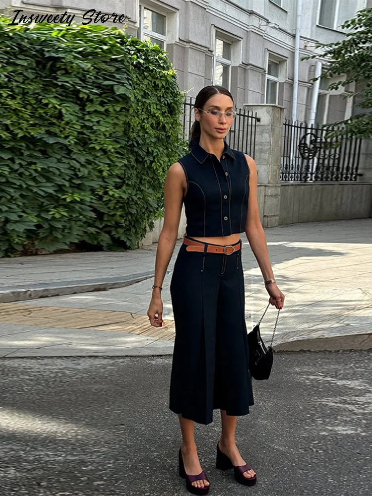 Clara | Elegantes Damen Outfit Set aus Crop Top und Hose Herbst 4