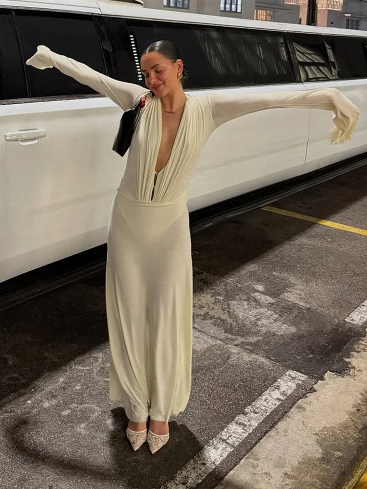 Clara | Elegantes Maxikleid Sommer für Damen langarm