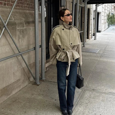 Clara | Stilvoller Trenchcoat für Damen schwarz lang
