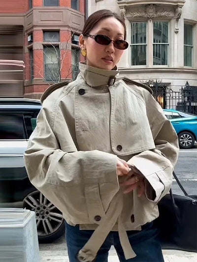 Clara | Stilvoller Trenchcoat für Damen schwarz lang