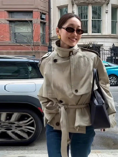 Clara | Stilvoller Trenchcoat für Damen schwarz lang