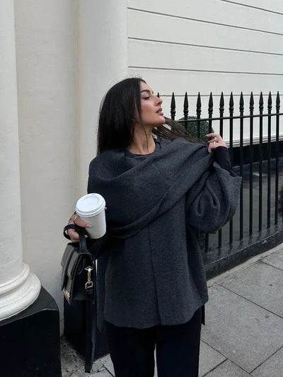CLAIRE Cape-Mantel mit Asymmetrischem Design – Luxuriös & Warm