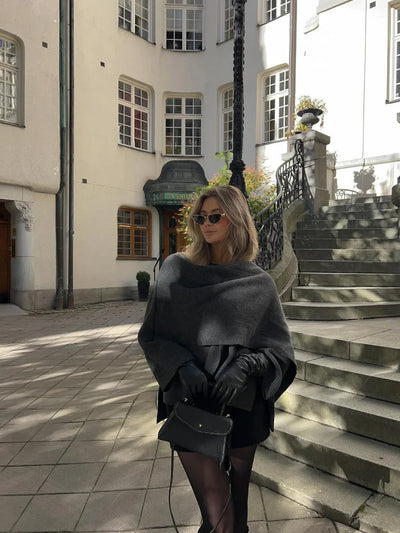 CLAIRE Cape-Mantel mit Asymmetrischem Design – Luxuriös & Warm