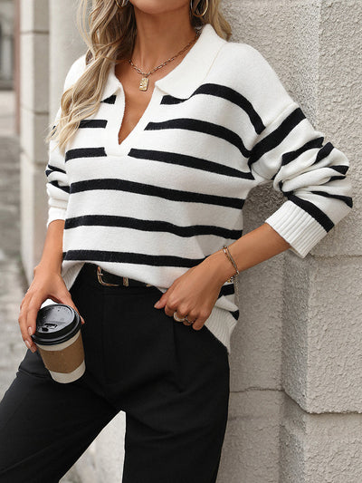 Norah V-Ausschnitt Pullover aus Rippstrick – Nachhaltig
