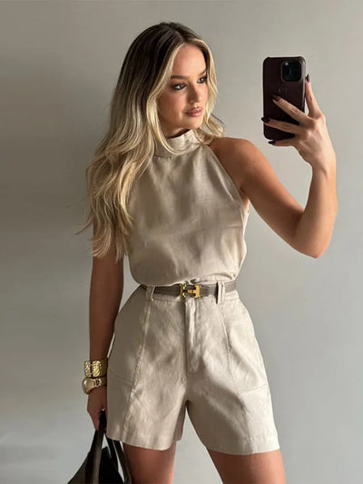 LINA Leinen-Set mit Shorts & Top