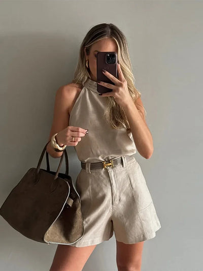 LINA Leinen-Set mit Shorts & Top