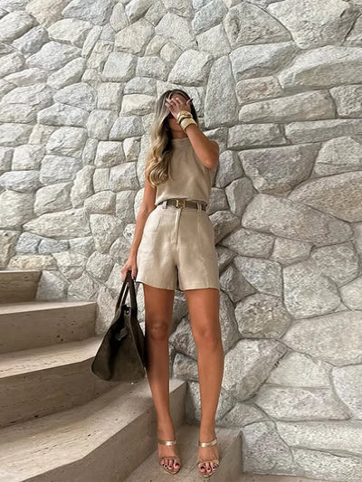 LINA Leinen-Set mit Shorts & Top