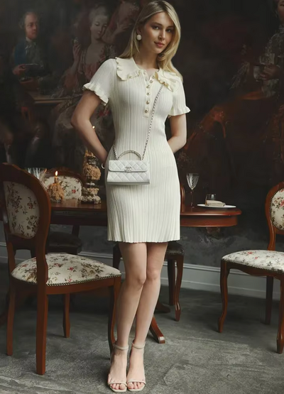 Elise Baumwoll-Minikleid mit Knopfleiste in Weiß